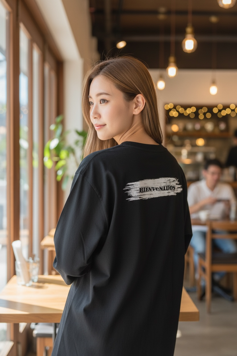 BVノーマルフィット長袖Tシャツ ブラック DEBIL