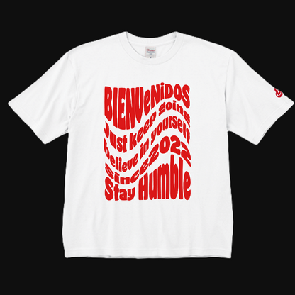 BVビックシルエット半袖Tシャツ ホワイト X レッド OLA