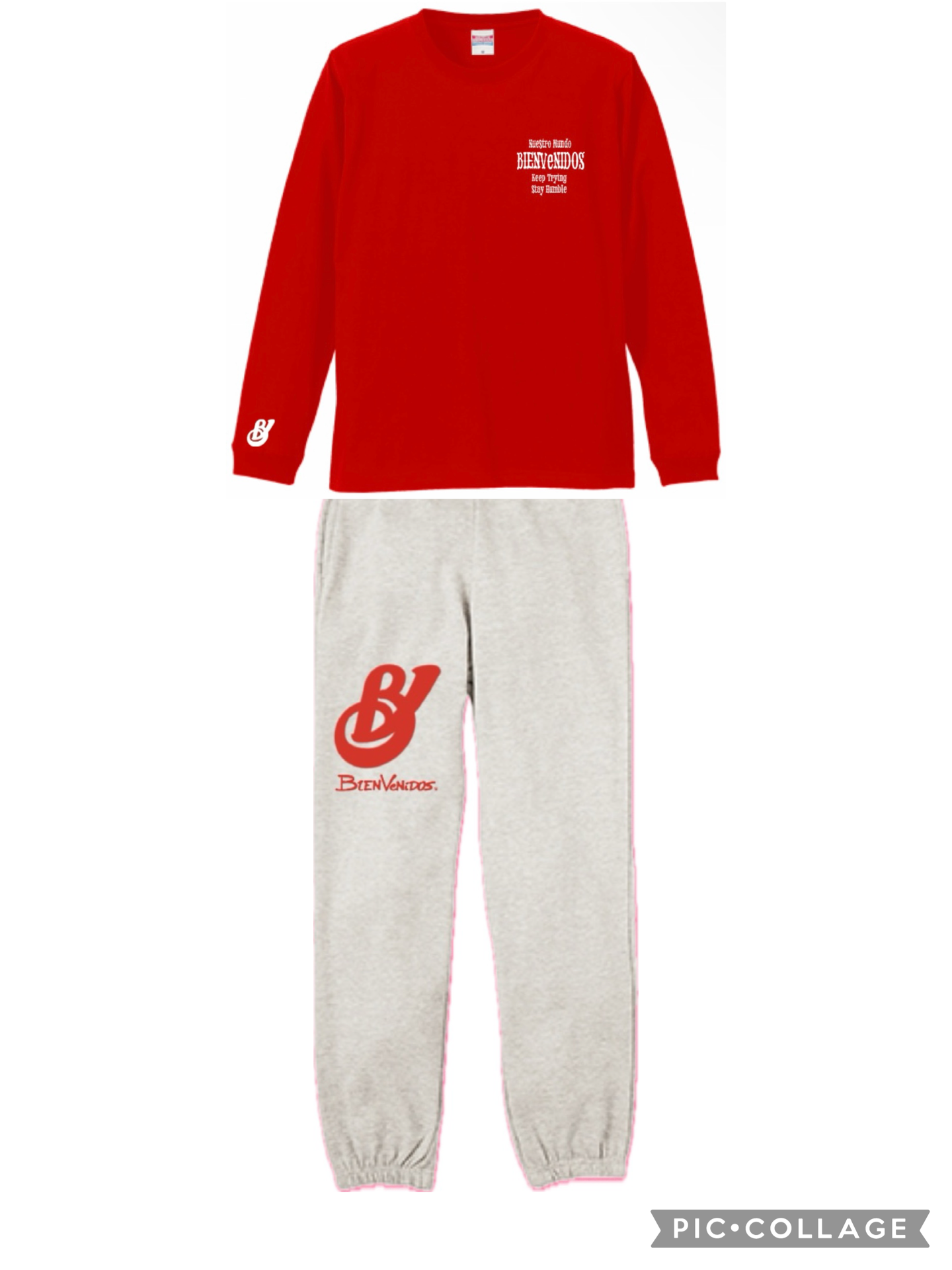 BVノーマルフィット長袖Tシャツ　レッド　FRENTE
